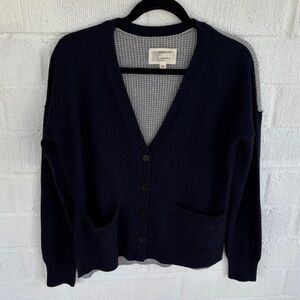Current/Elliott Knit Colorblock Gray Blue Cardigan Sweater sz S